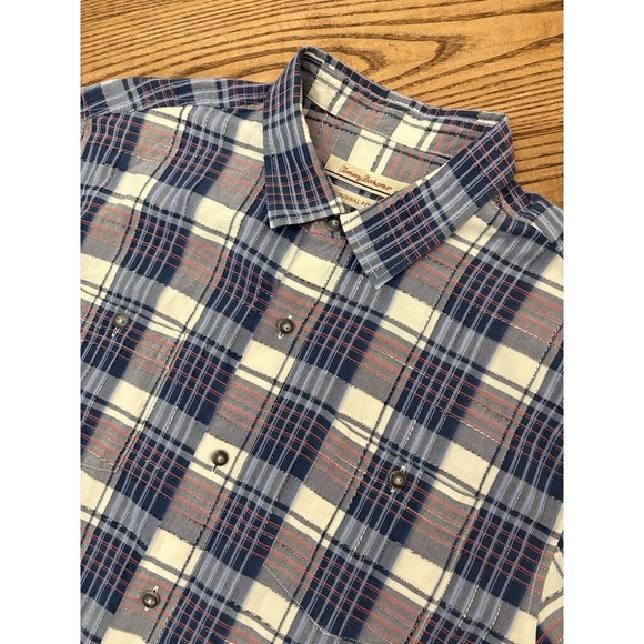 Tommy Bahama Other - Tommy Bahama Men's XL‎ Original Fit Blue Plaid Silk Short Sleeve Button Shirt